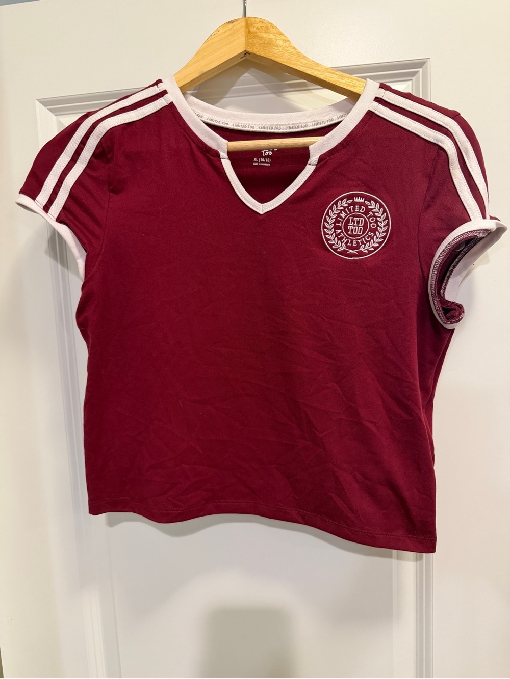 Limited Too Burgundy Short Sleeve Tee with White Trim